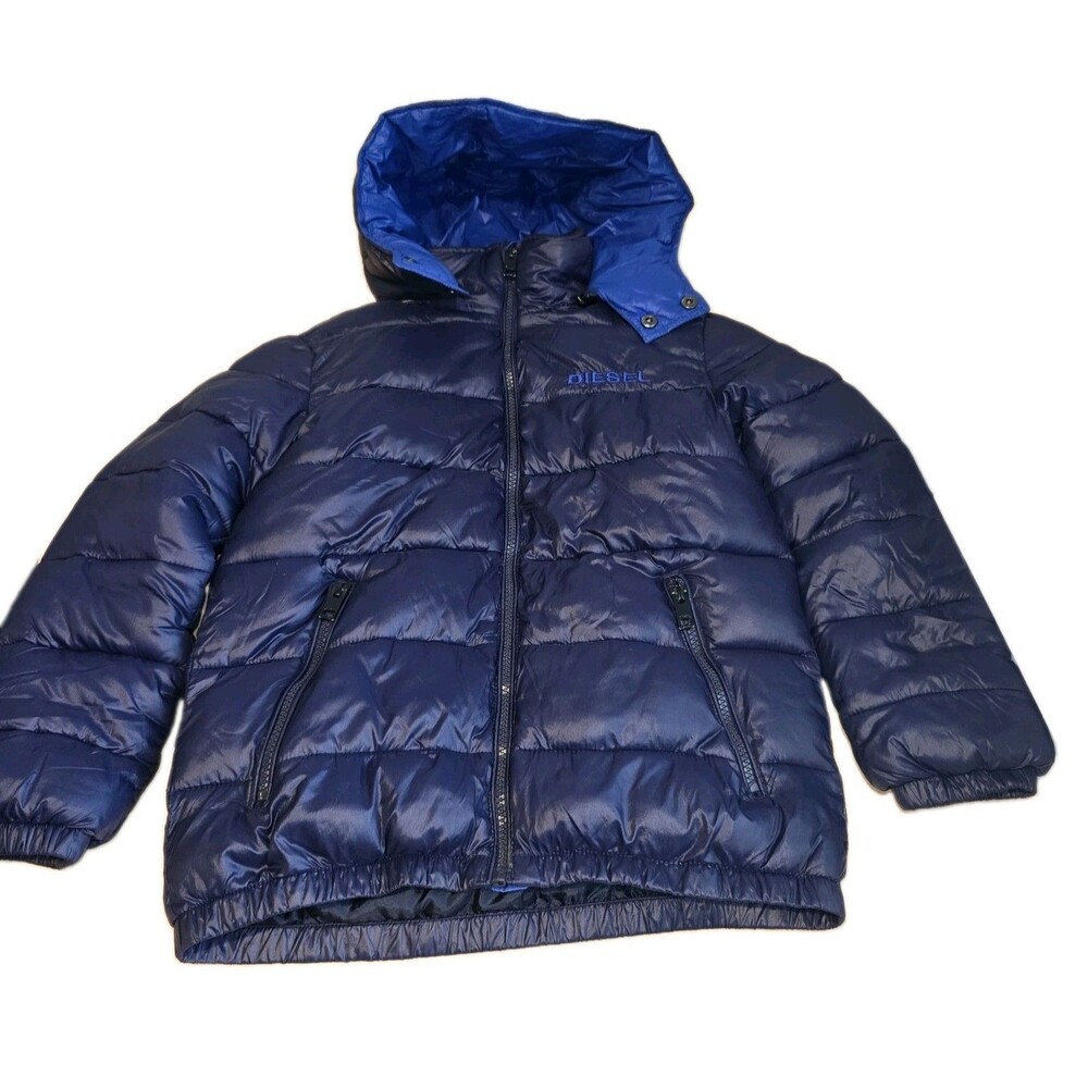 Diesel Boys Puffer Jacket Blue Size 8 with Patch